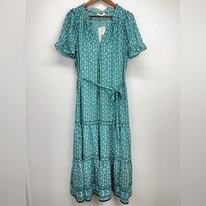 Chelsea & Violet size Large Women’s Prairie Blues Floral Boho Tiered Dress NWT